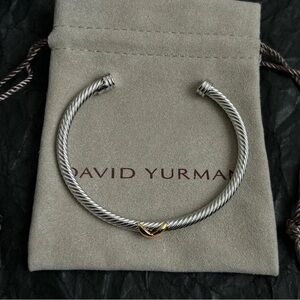 David Yurman Cable Open Cuff Bracelet in Silver with Gold Accent